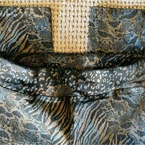 HUE Brand Metallic-esque Paint Multi Animal Print High-Waisted Pants